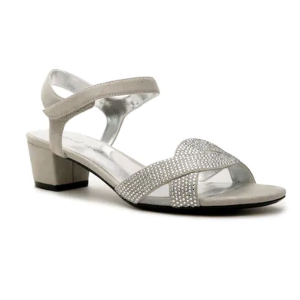 DAVID TATE RONA SANDAL - light gray with rhinestones